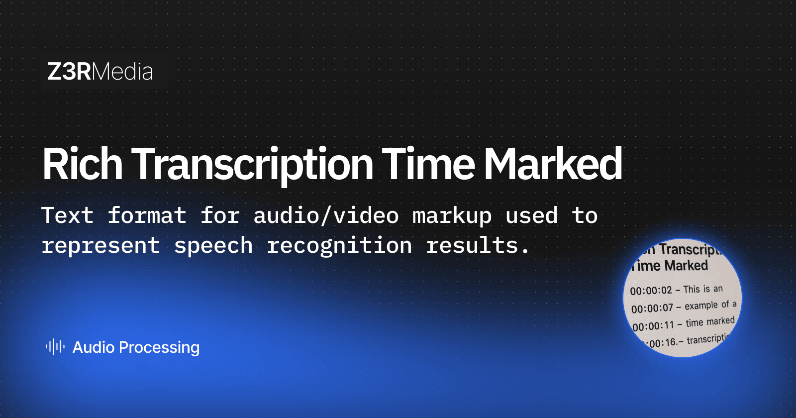 RTTM format specification and its application
